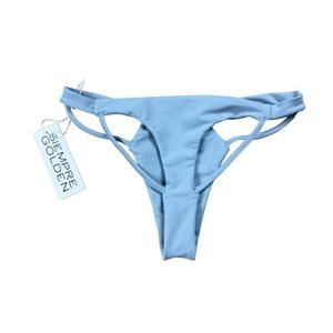 SIEMPRE GOLDEN Blue Scorpio Swimsuit Bikini Bottoms Women's Size Small Sexy